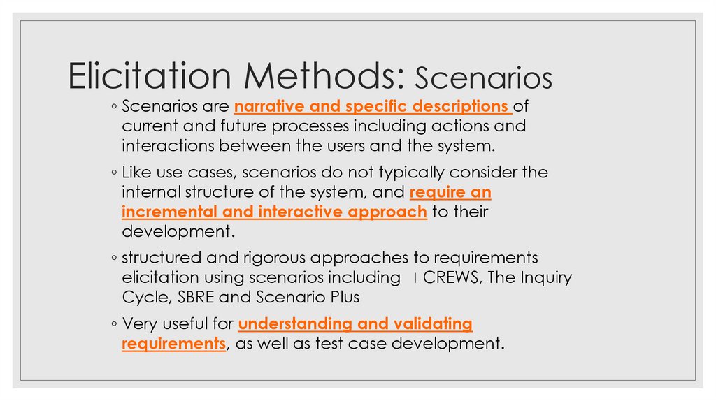 Elicitation Methods: Scenarios