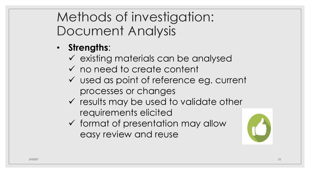Methods of investigation: Document Analysis
