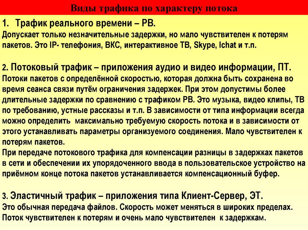Виды трафика по характеру потока