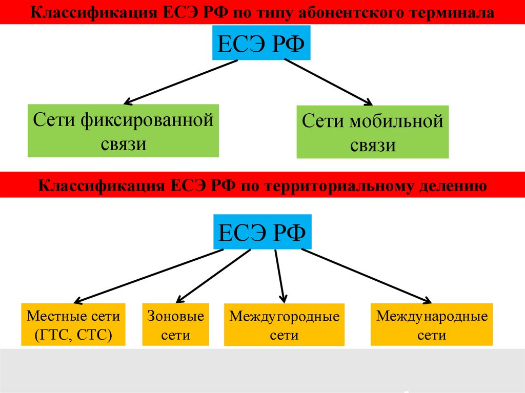 Классификация ЕСЭ РФ по типу абонентского терминала