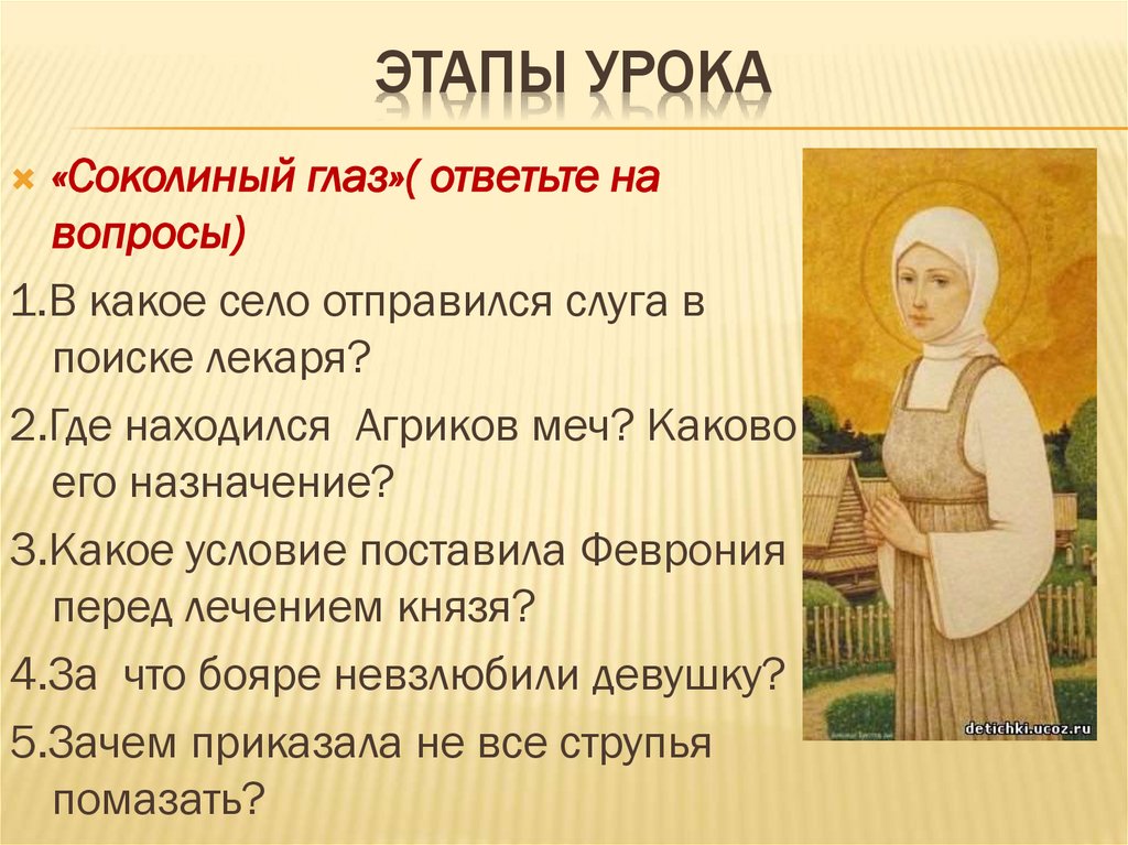 Этапы урока