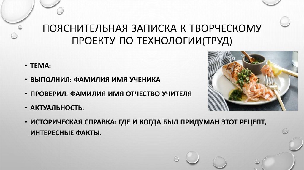 Пояснительная записка к творческому проекту по технологии(труд)