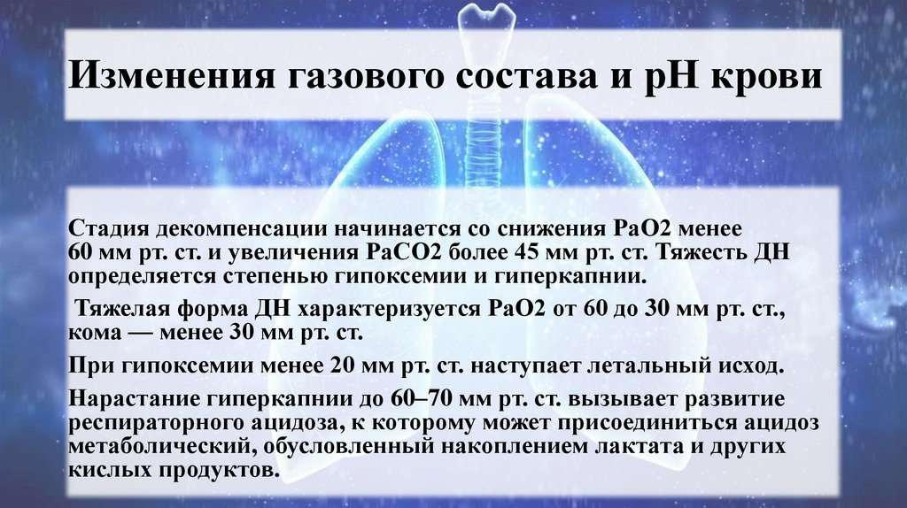 Изменения газового состава и рН крови