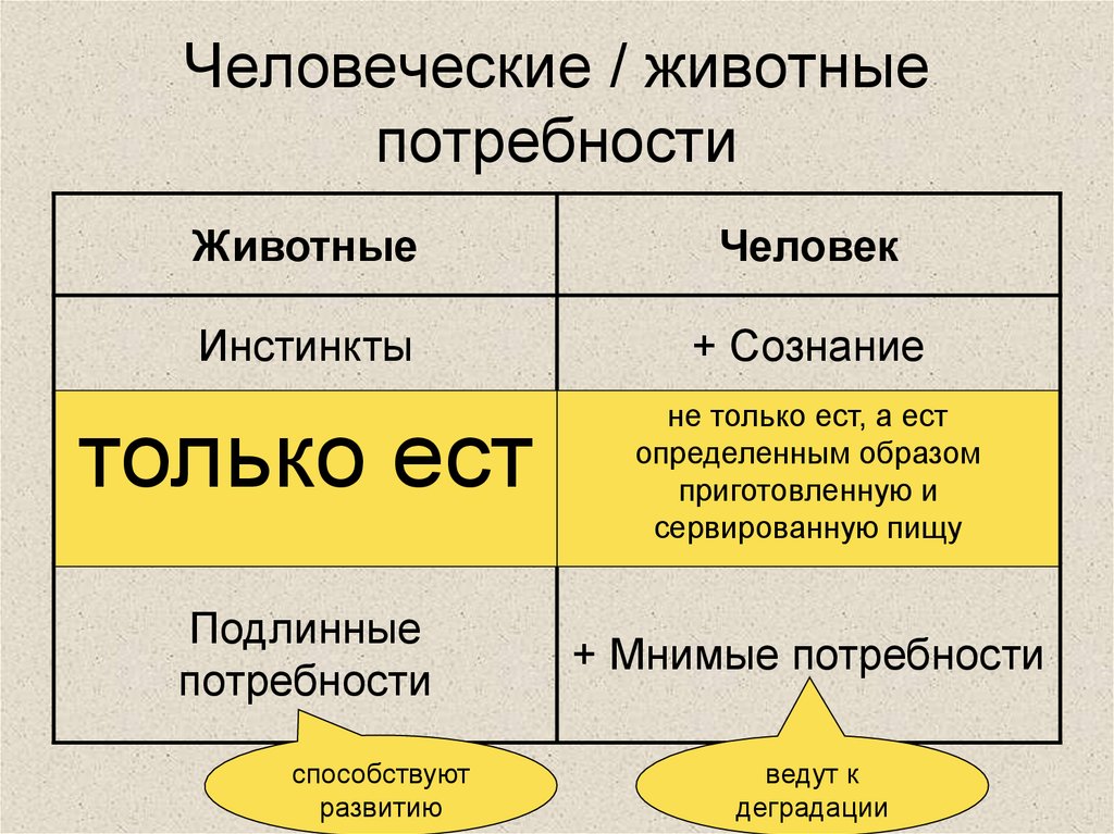 Человеческие / животные потребности