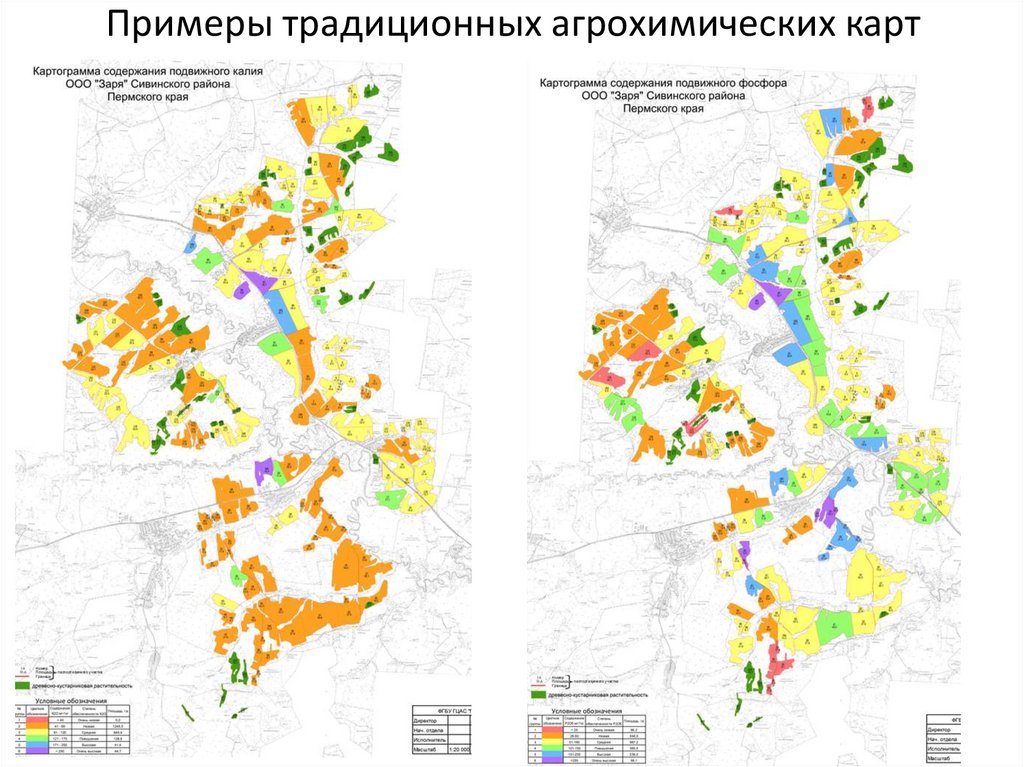 Примеры традиционных агрохимических карт