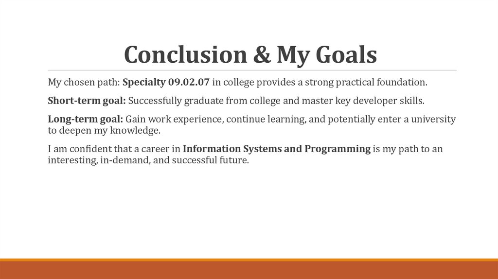 Conclusion & My Goals