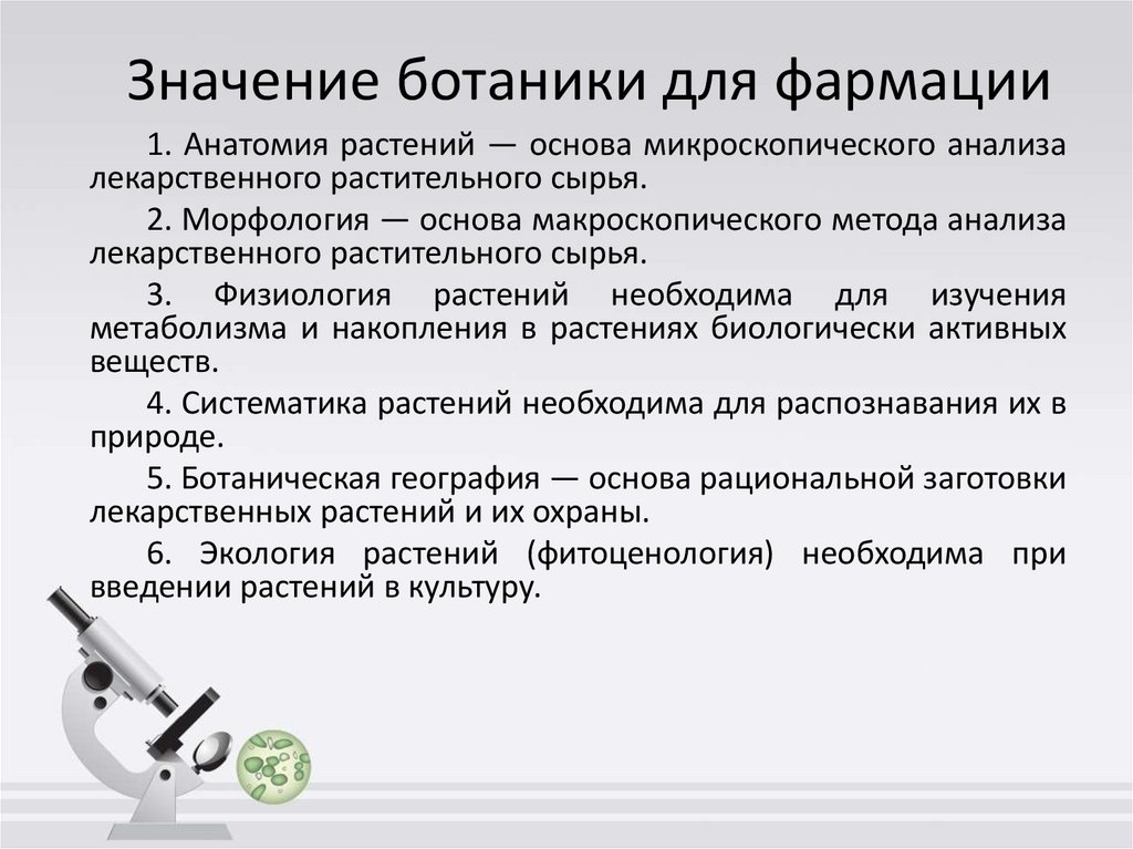 Значение ботаники для фармации