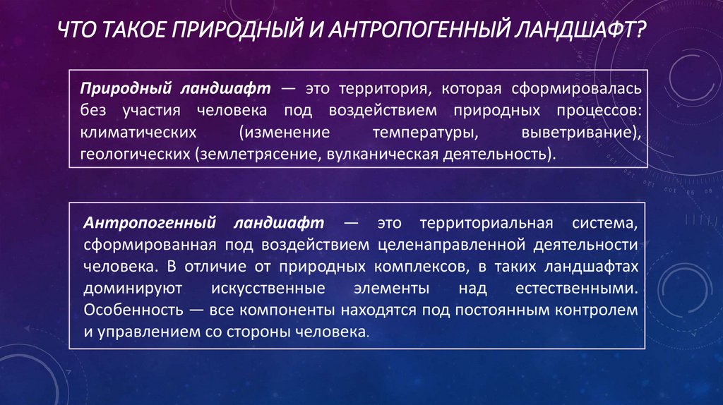 Что такое природный и антропогенный ландшафт?