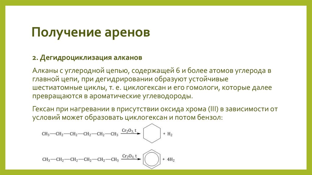 Получение аренов