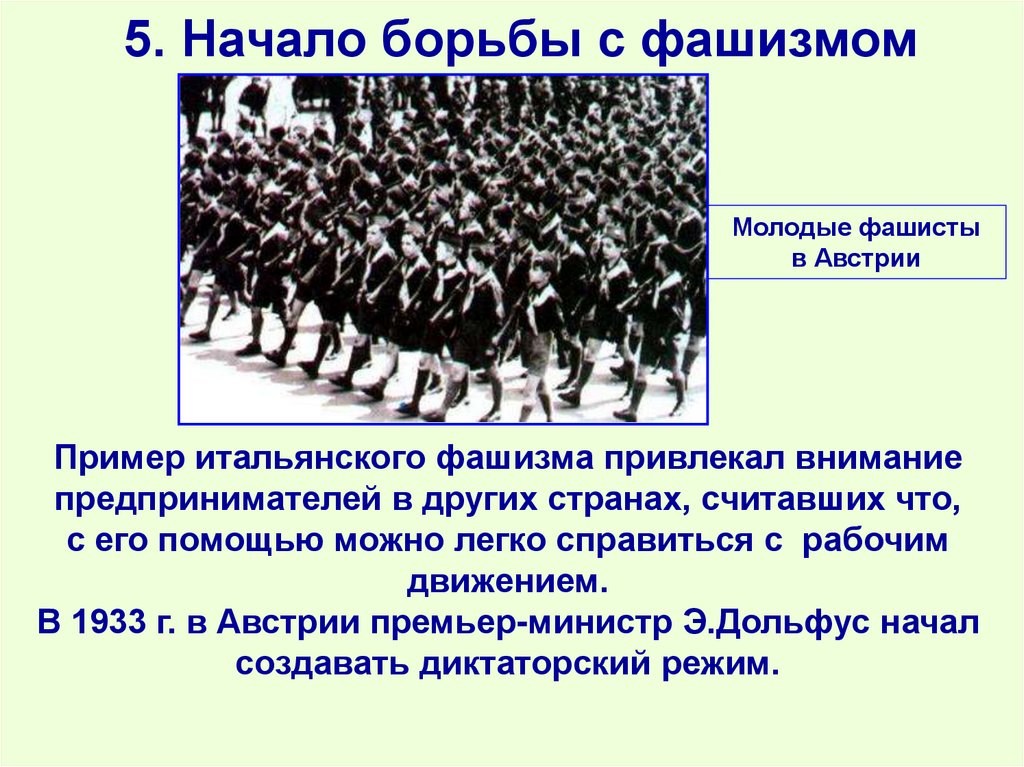 5. Начало борьбы с фашизмом