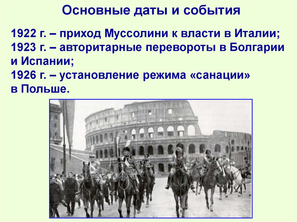 Основные даты и события