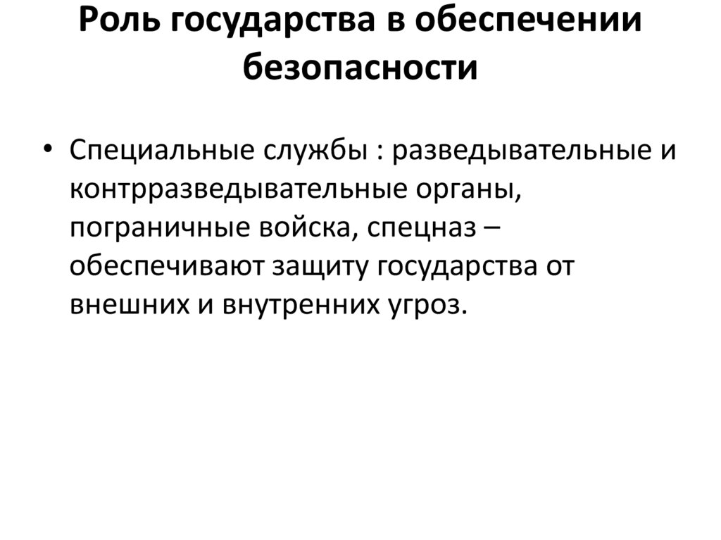 Роль государства в обеспечении безопасности