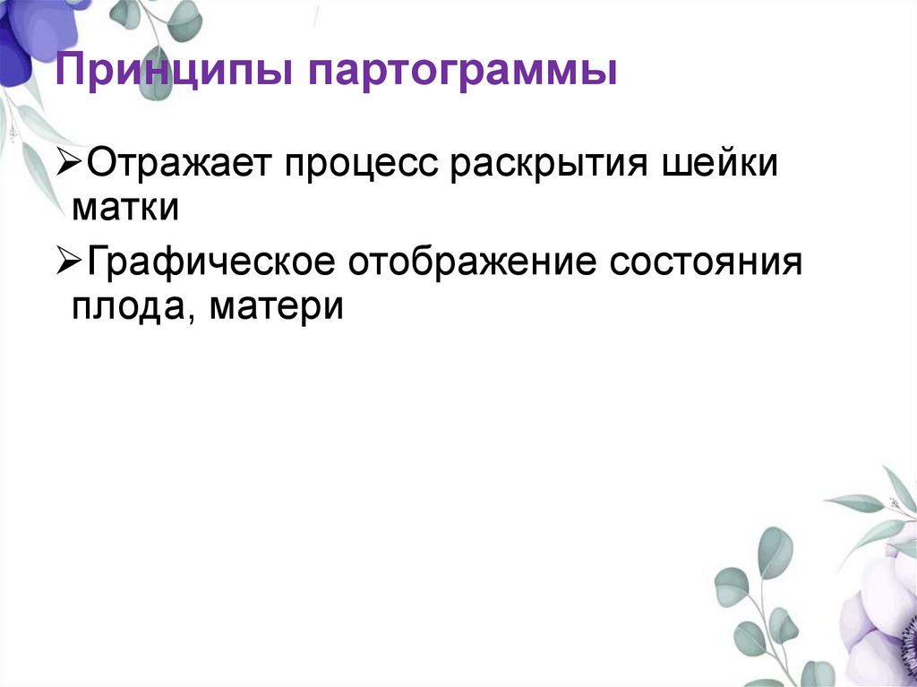 Принципы партограммы