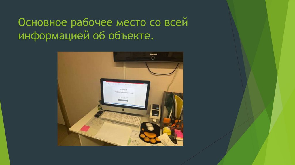 Основное рабочее место со всей информацией об объекте.