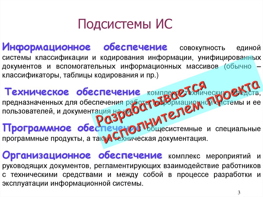 Подсистемы ИС