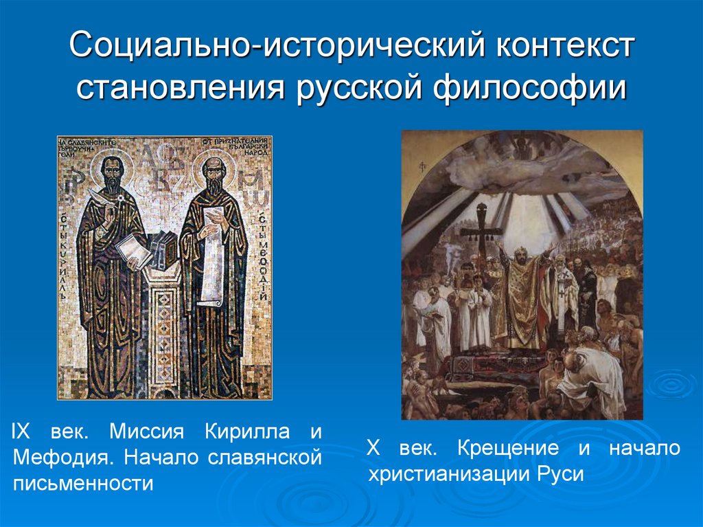 Социально-исторический контекст становления русской философии