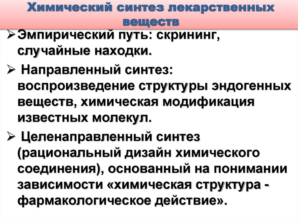 Химический синтез лекарственных веществ