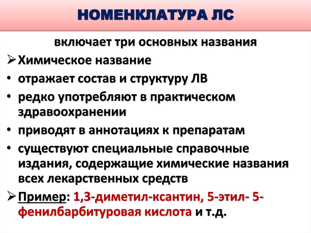НОМЕНКЛАТУРА ЛС