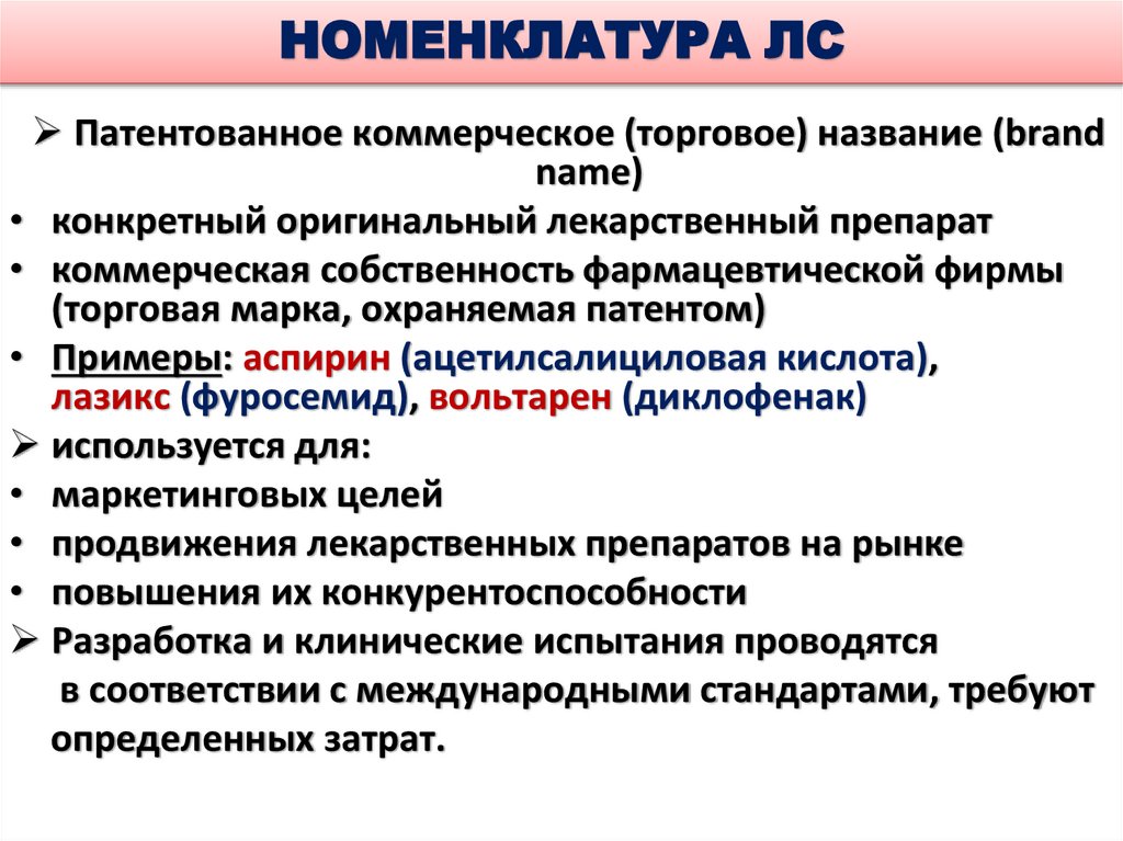 НОМЕНКЛАТУРА ЛС