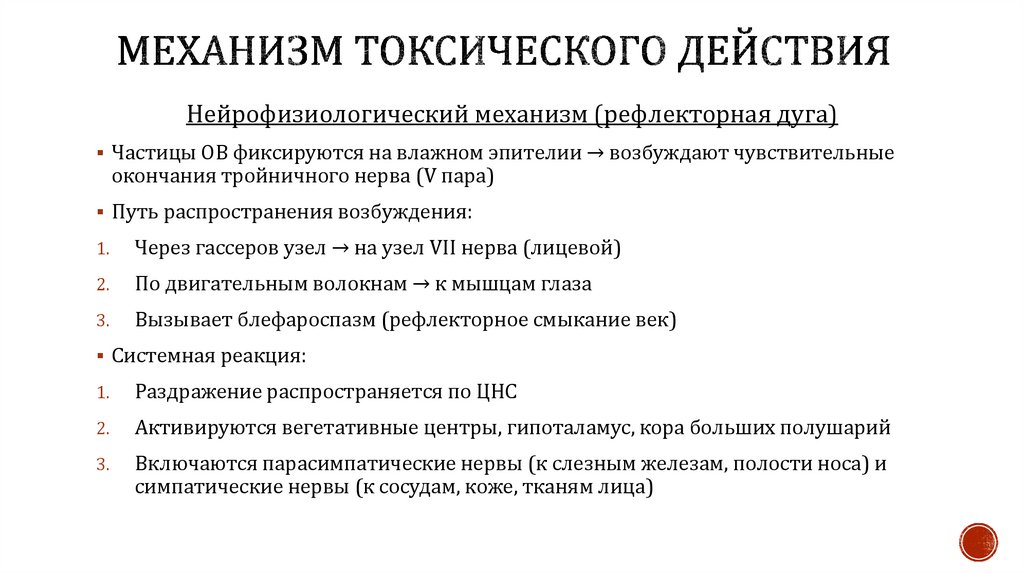 Механизм токсического действия