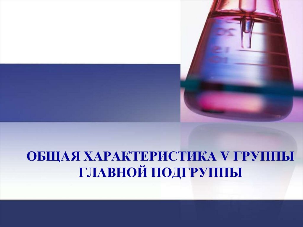 ОБЩАЯ ХАРАКТЕРИСТИКА V ГРУППЫ ГЛАВНОЙ ПОДГРУППЫ