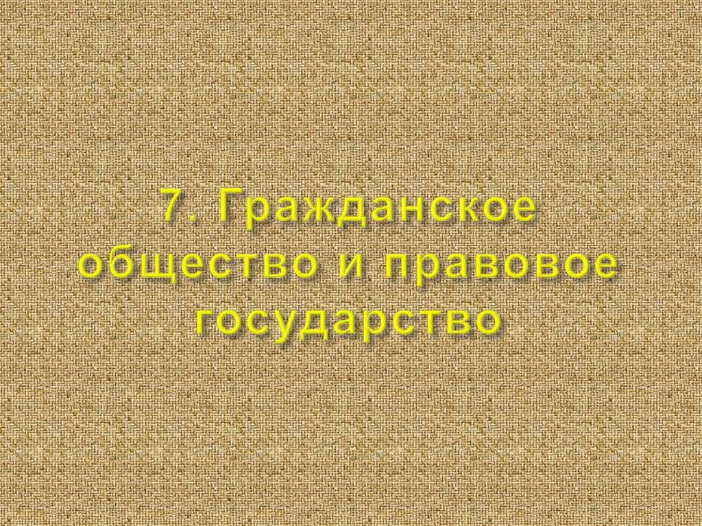 7. Гражданское общество и правовое государство