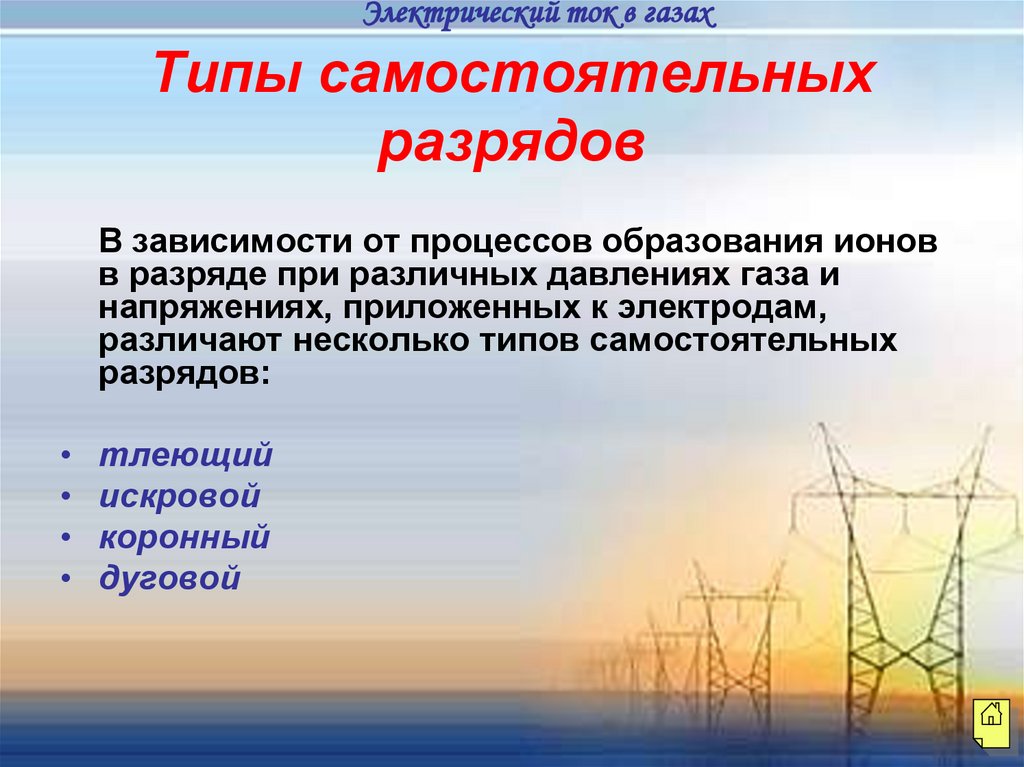 Типы самостоятельных разрядов