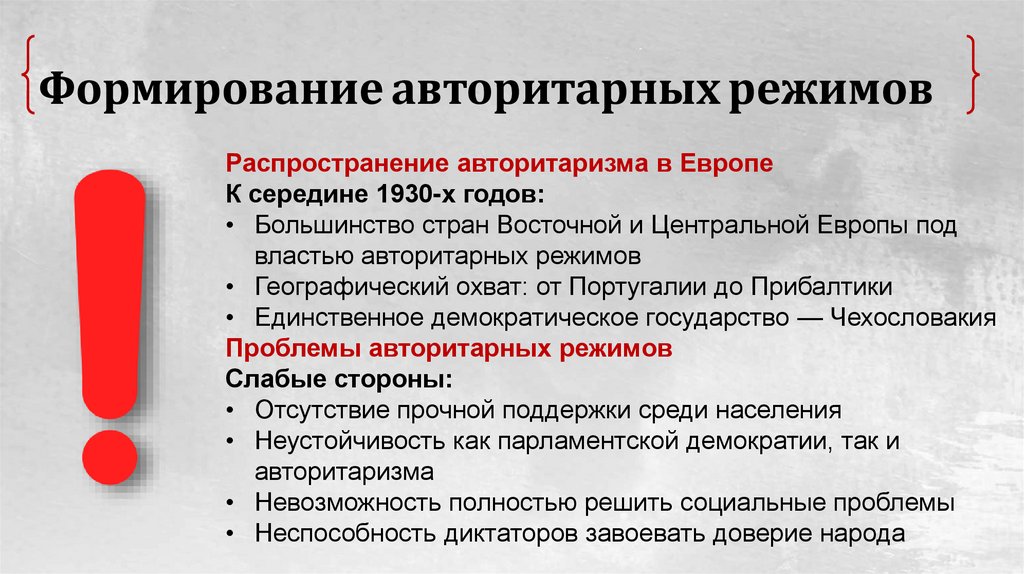 Формирование авторитарных режимов