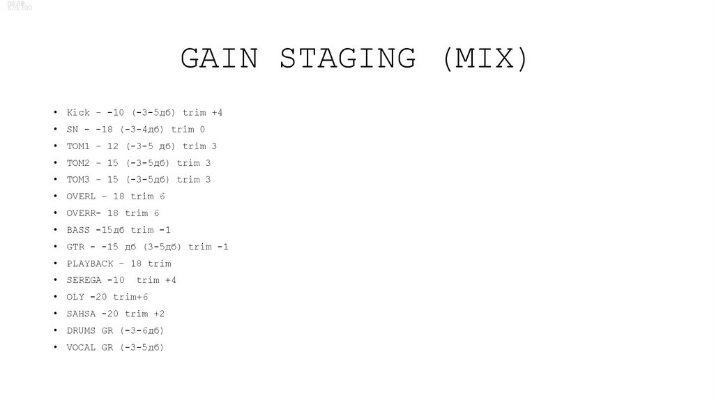GAIN STAGING (MIX)