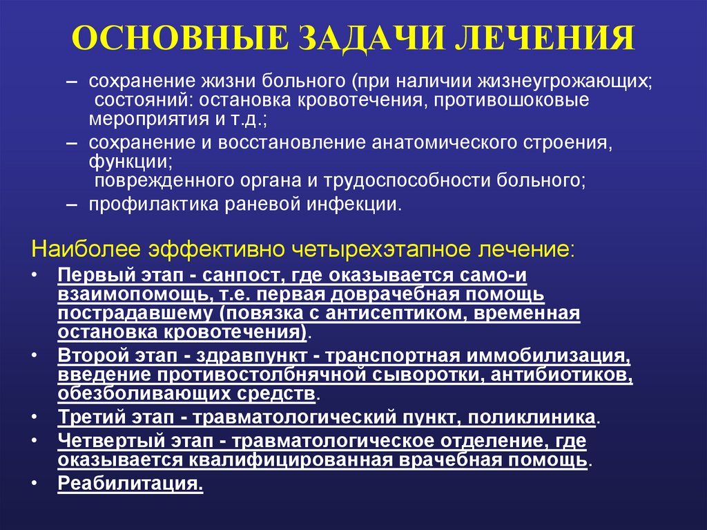 ОСНОВНЫЕ ЗАДАЧИ ЛЕЧЕНИЯ