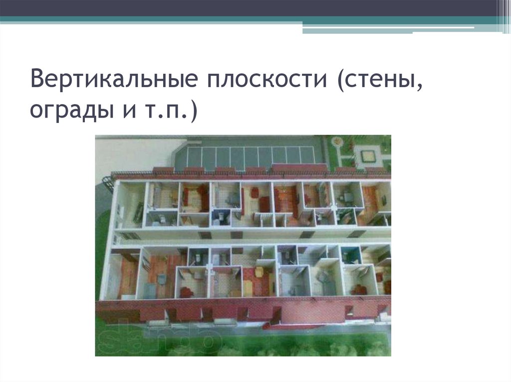 Вертикальные плоскости (стены, ограды и т.п.)