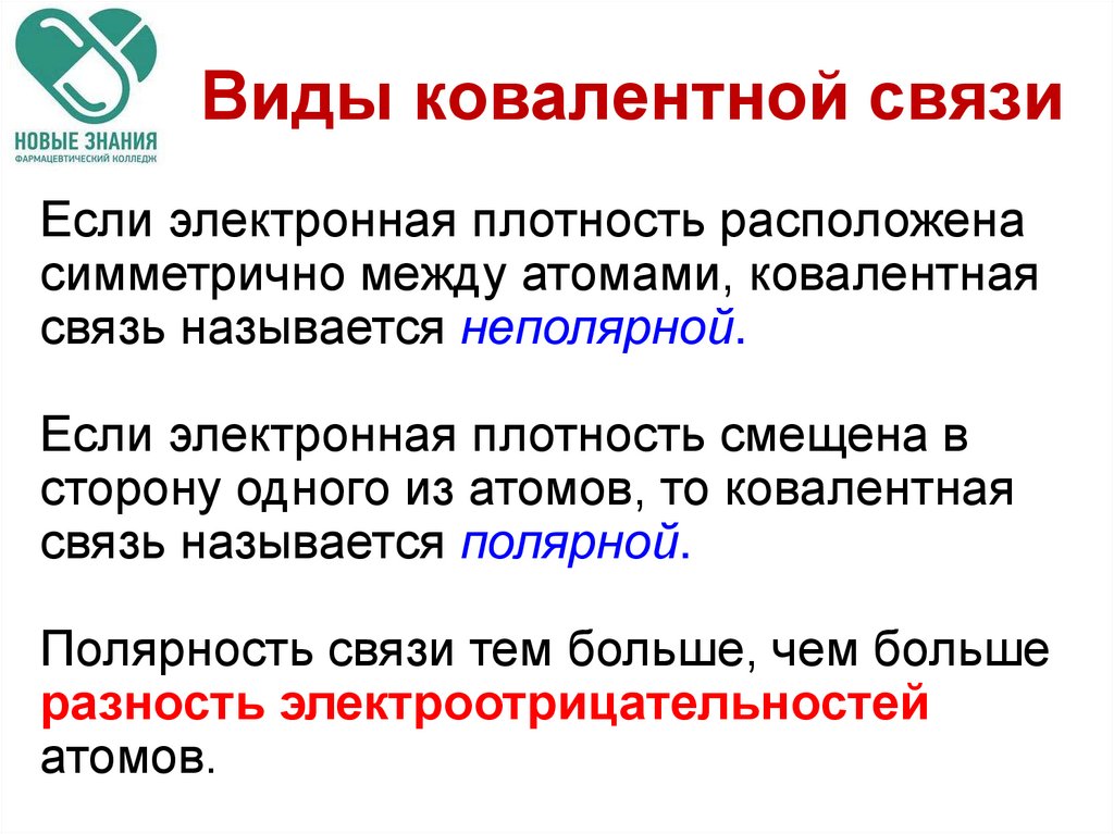 Виды ковалентной связи