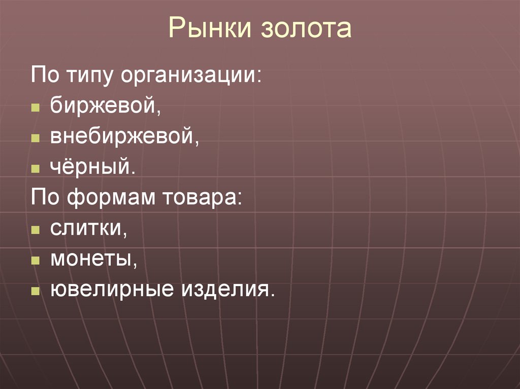 Рынки золота