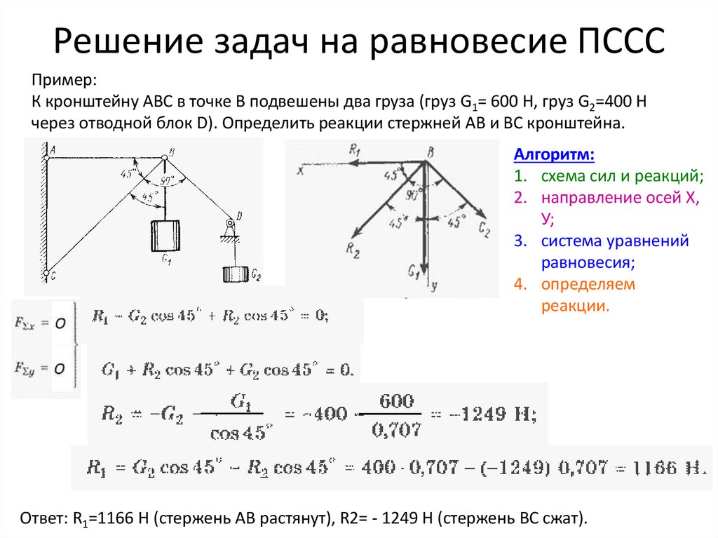 Решение задач на равновесие ПССС