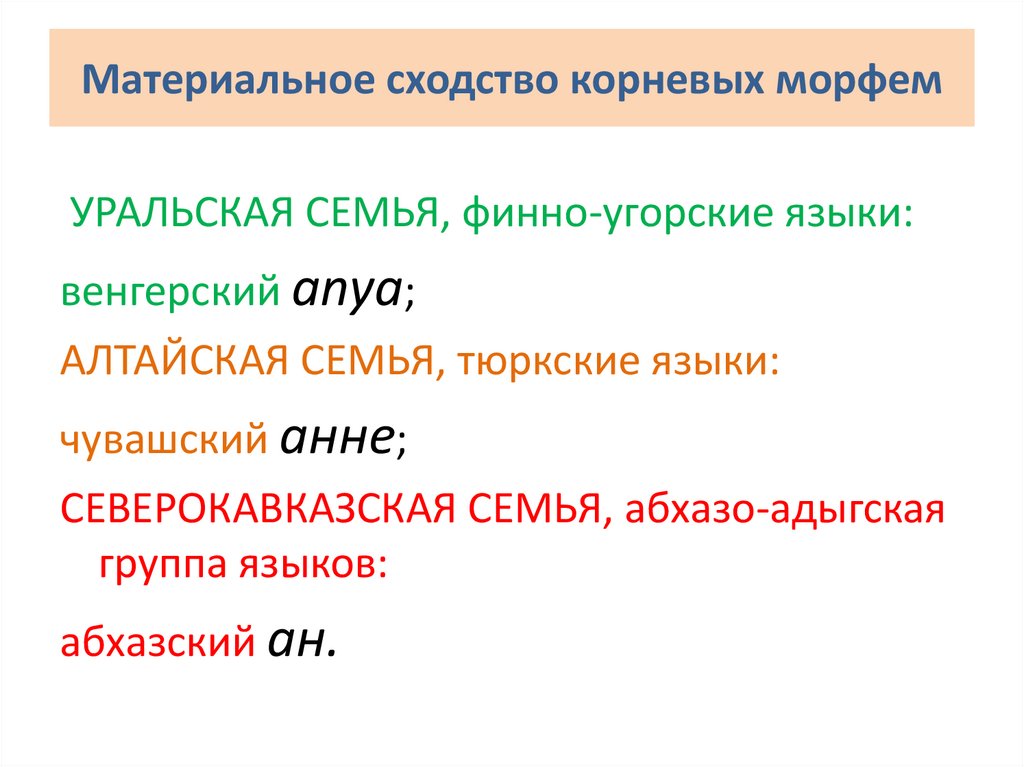 Материальное сходство корневых морфем