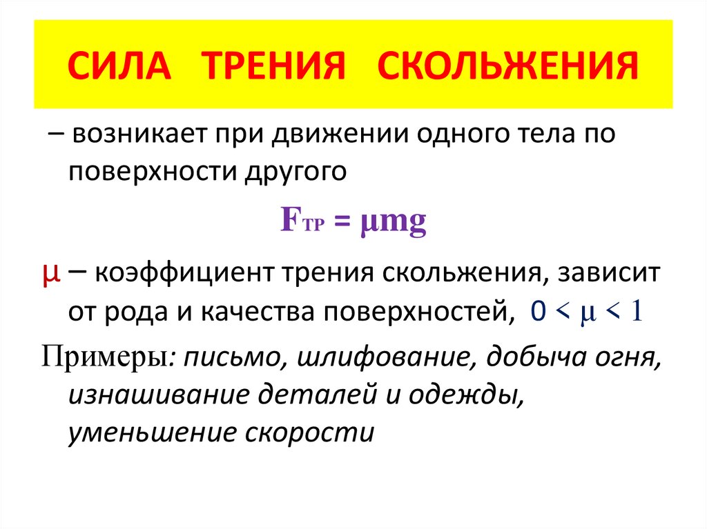 СИЛА ТРЕНИЯ СКОЛЬЖЕНИЯ