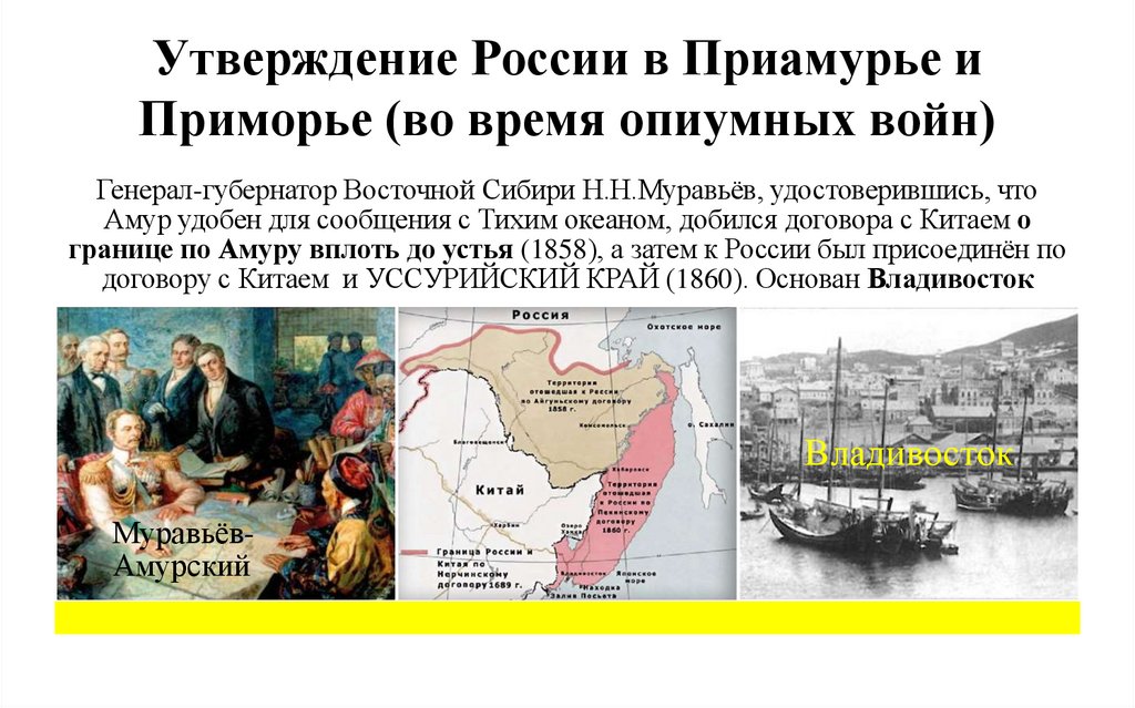Утверждение России в Приамурье и Приморье (во время опиумных войн)