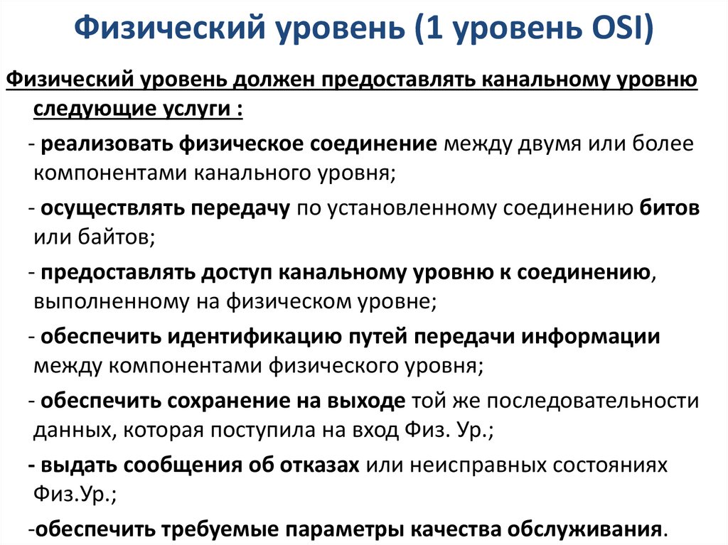 Физический уровень (1 уровень OSI)