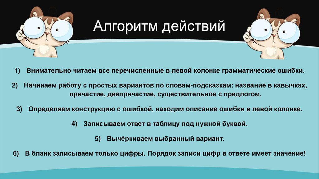 Алгоритм действий