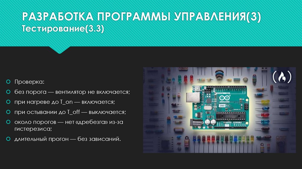 РАЗРАБОТКА ПРОГРАММЫ УПРАВЛЕНИЯ(3) Тестирование(3.3)