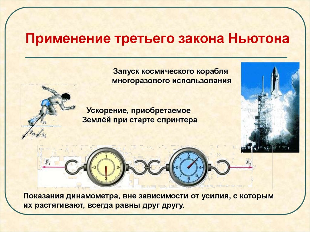 Применение третьего закона Ньютона