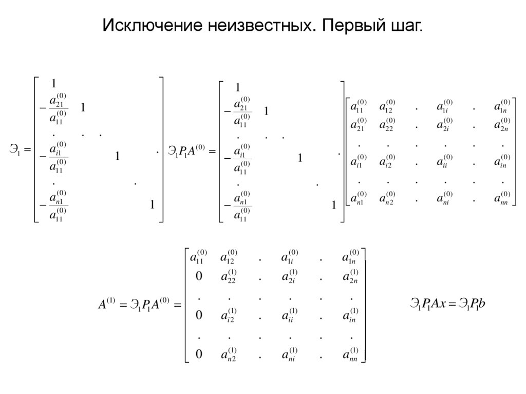 Исключение неизвестных. Первый шаг.