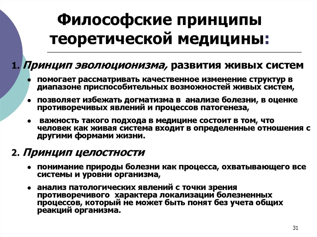 Философские принципы теоретической медицины: