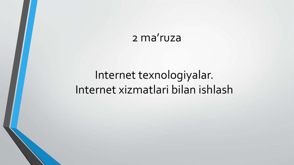 2 ma’ruza