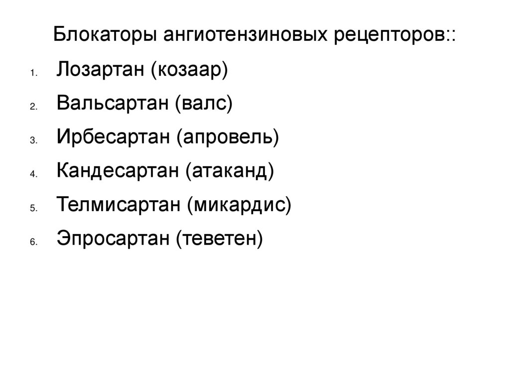 Блокаторы ангиотензиновых рецепторов::