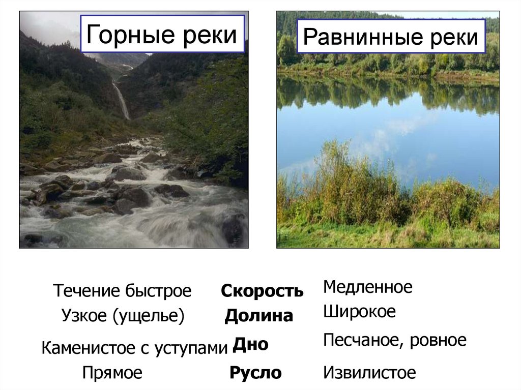 Горная река Равнинная река