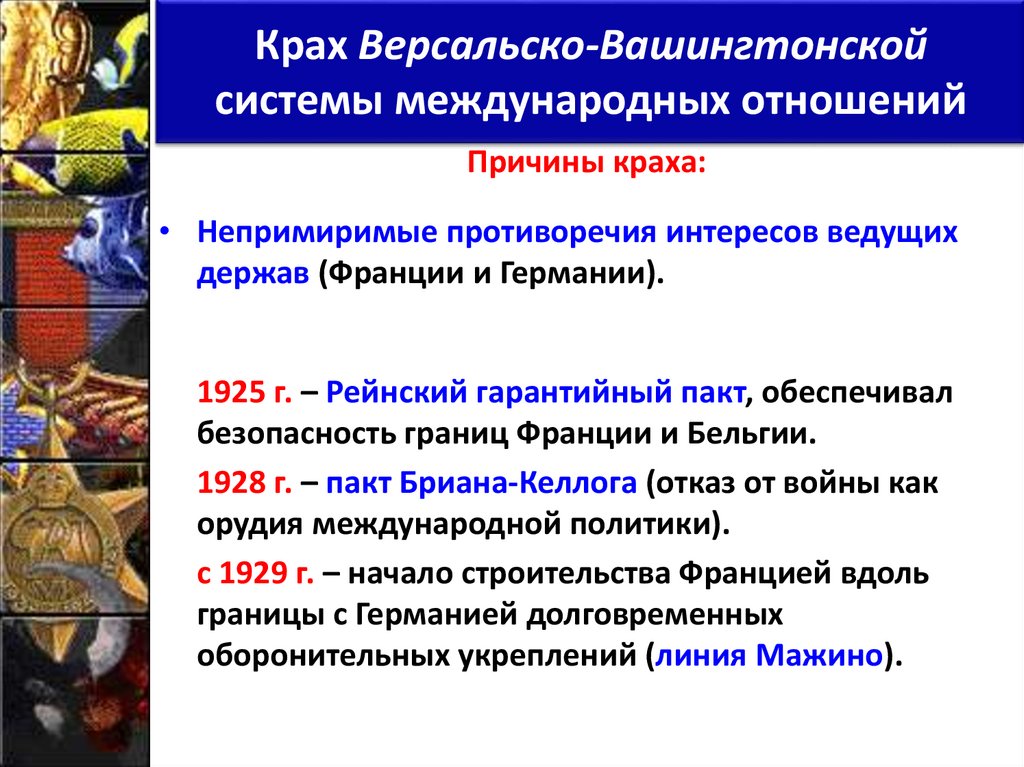 Крах Версальско-Вашингтонской системы международных отношений
