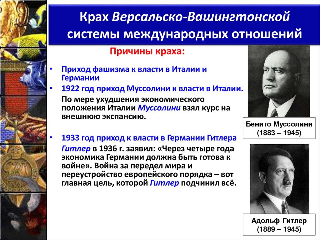 Крах Версальско-Вашингтонской системы международных отношений