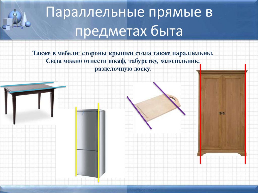 Параллельные прямые в предметах быта