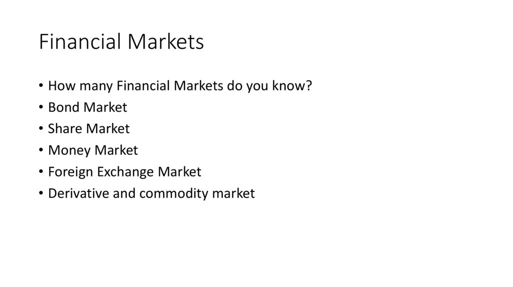 Financial Markets